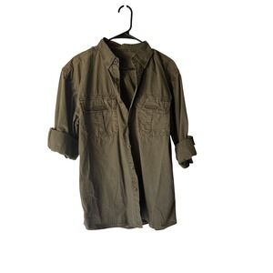 North River Olive Green Utility Pocket Button Up Shirt Men's Medium Army Cargo